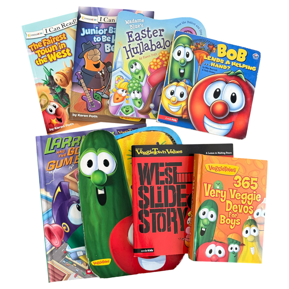 Lot of 8 VeggieTales Books Christian Values Grow Religious Prayer Stories Easter
